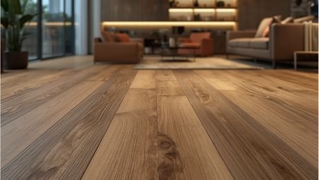 14–15 mm engineered oak with 3 mm top layer in oiled, lacquered and brushed finishes.