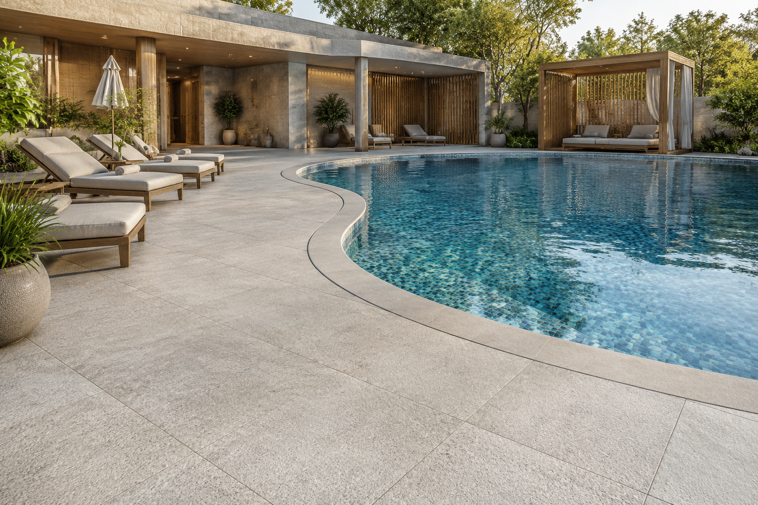 Serene luxury spa pool terrace