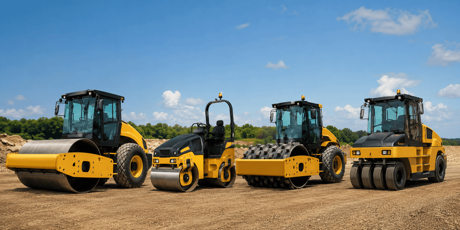 Construction vehicles on rugged terrain
