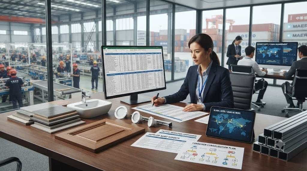 One-stop sourcing coordinator managing multiple construction material suppliers and consolidated container shipments from China